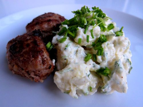 Meatballs with  Danish Cold danish kartoffelsalat Potato Recipe Salad recipe